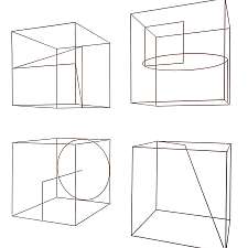 4 kubus objecten, staaldraad, roestpatina, elk 20 x 20 x 20 cm